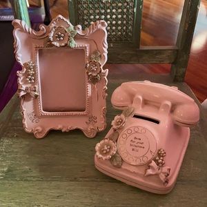 Vintage Tilso Japan picture frame and telephone bank (set of two).